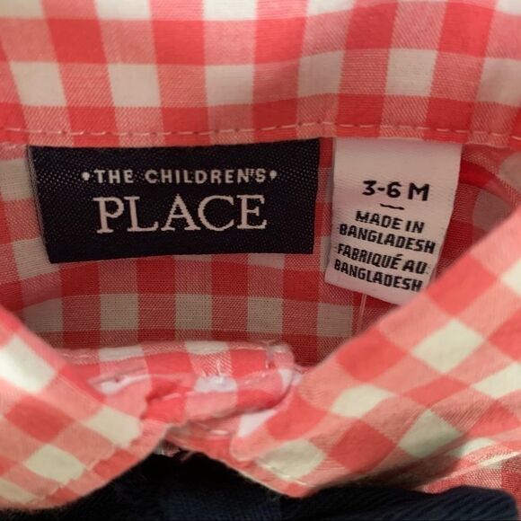 NWT Children’s Place Baby Boys Gingham Bodysuit w/ Bow Tie – Size 3-6M (NWT) - Picture 4 of 6